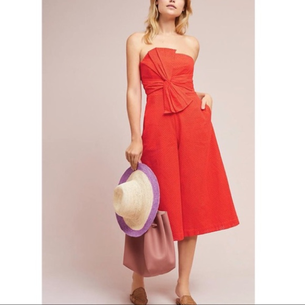 NWT Anthro Postmark Tangerine Eyelet Jumpsuit 8